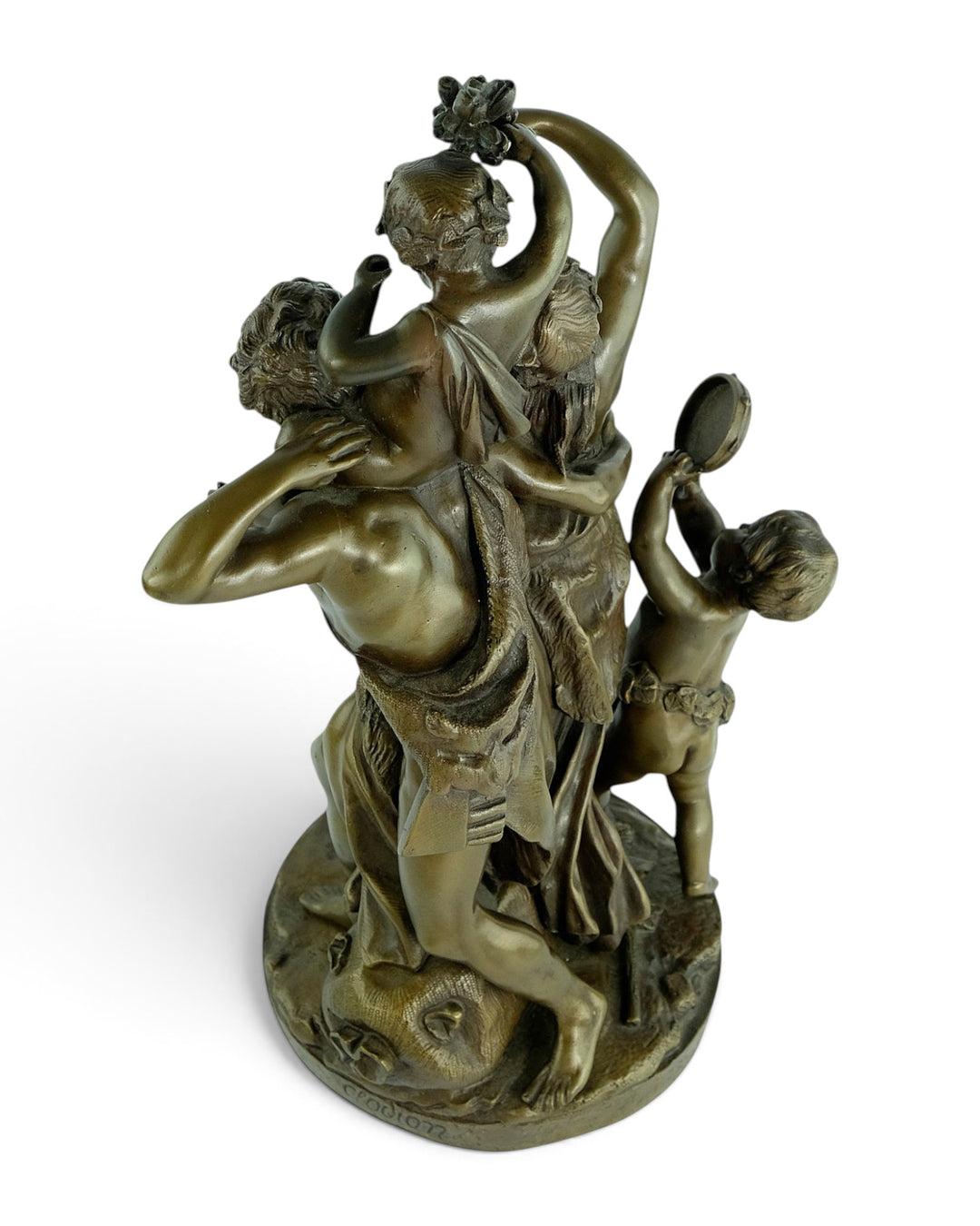 Scultura antica in bronzo Il trionfo di Bacco dopo Clodion 