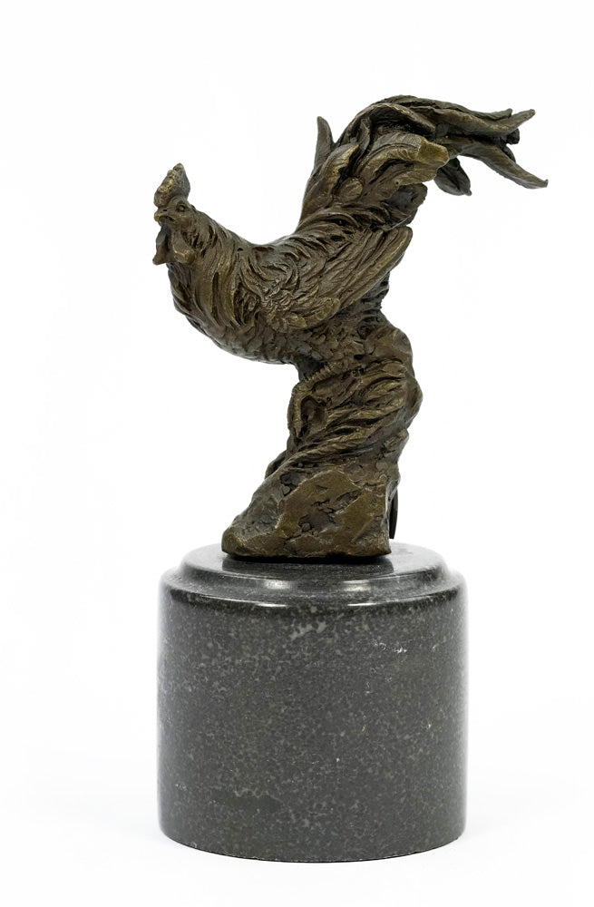 Bronze sculpture of a rooster