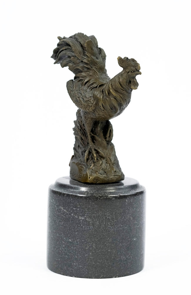 Bronze sculpture of a rooster