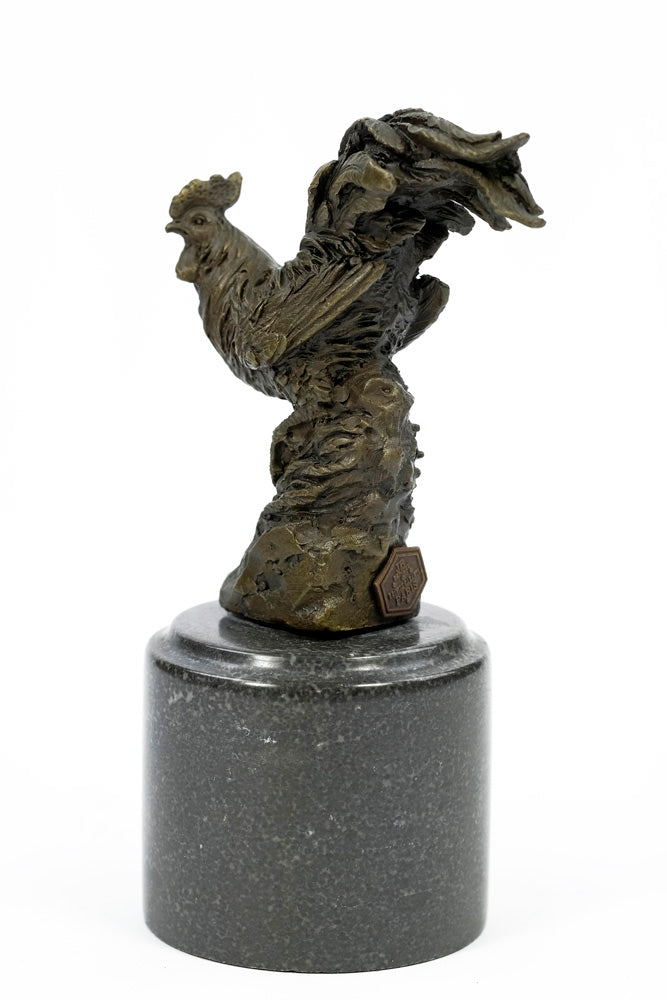 Bronze sculpture of a rooster