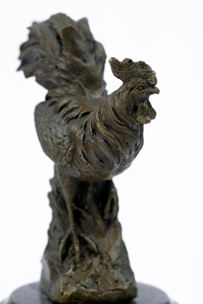 Bronze sculpture of a rooster