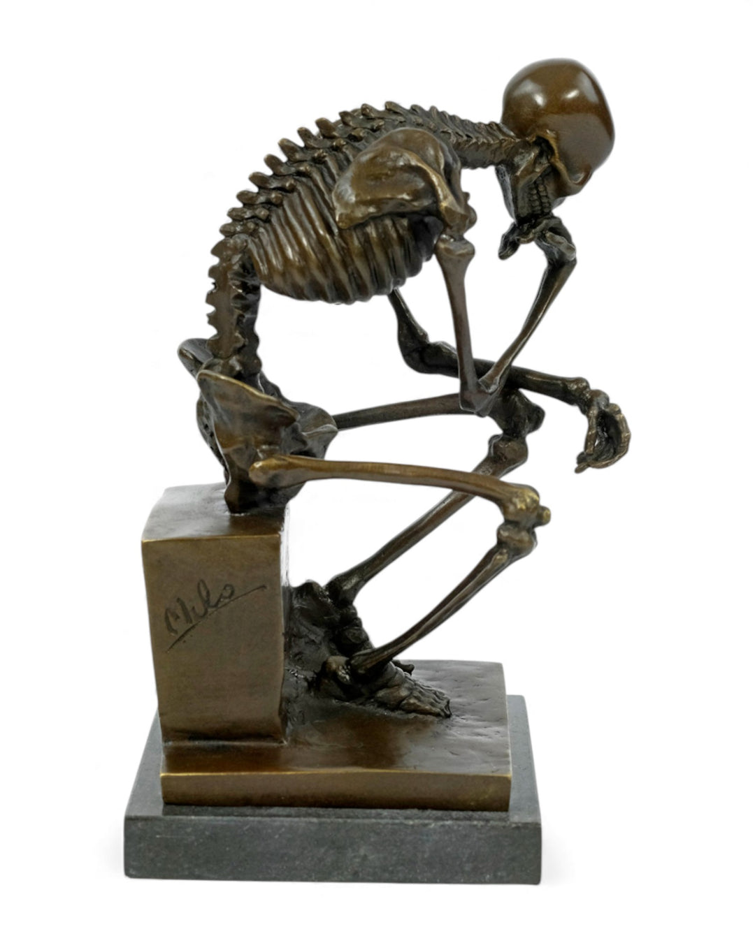 Bronzeskulptur eines Skelett-Denkers (groß)