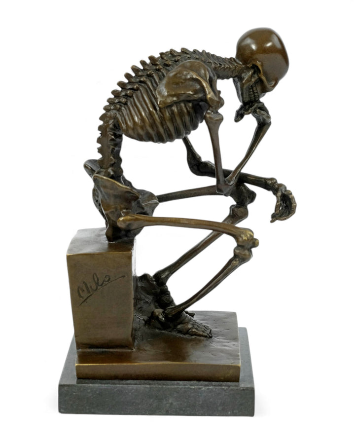 Bronzeskulptur eines Skelett-Denkers (groß)