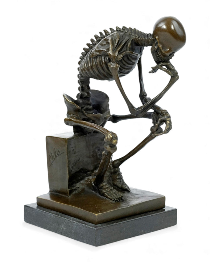 Bronzeskulptur eines Skelett-Denkers (groß)
