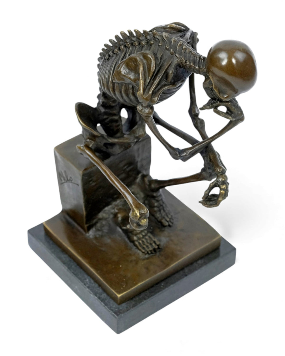 Bronzeskulptur eines Skelett-Denkers (groß)