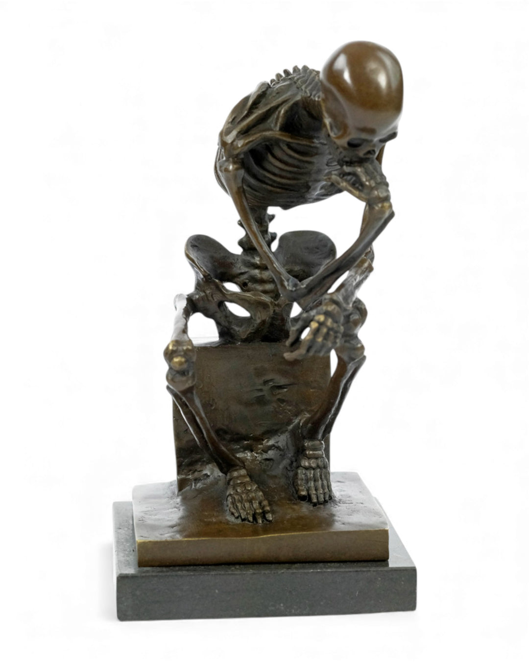 Bronzeskulptur eines Skelett-Denkers (groß)