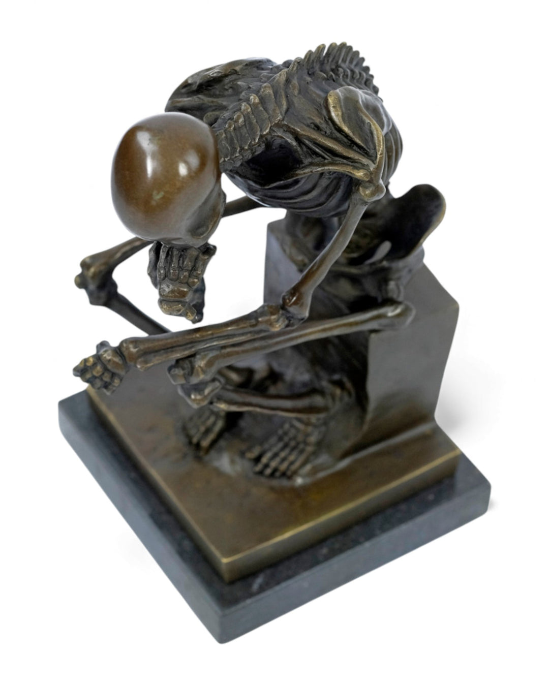 Bronzeskulptur eines Skelett-Denkers (groß)