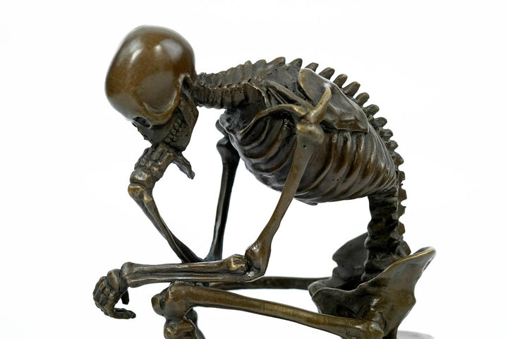 Bronze sculpture of a skeleton thinker (large)