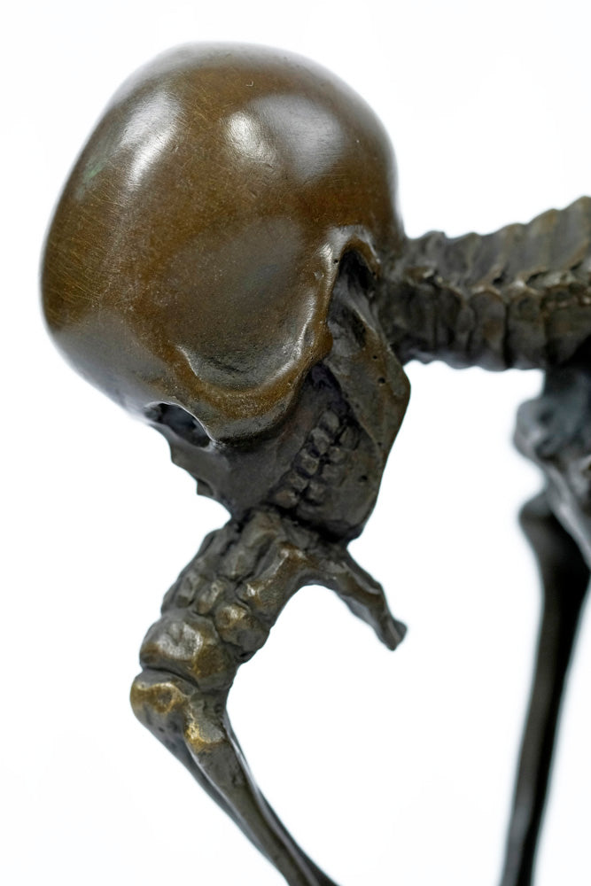 Bronze sculpture of a skeleton thinker (large)