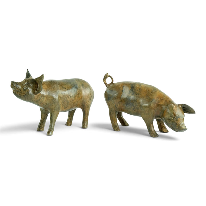 Paar bronzen biggen door Pierre Chenet