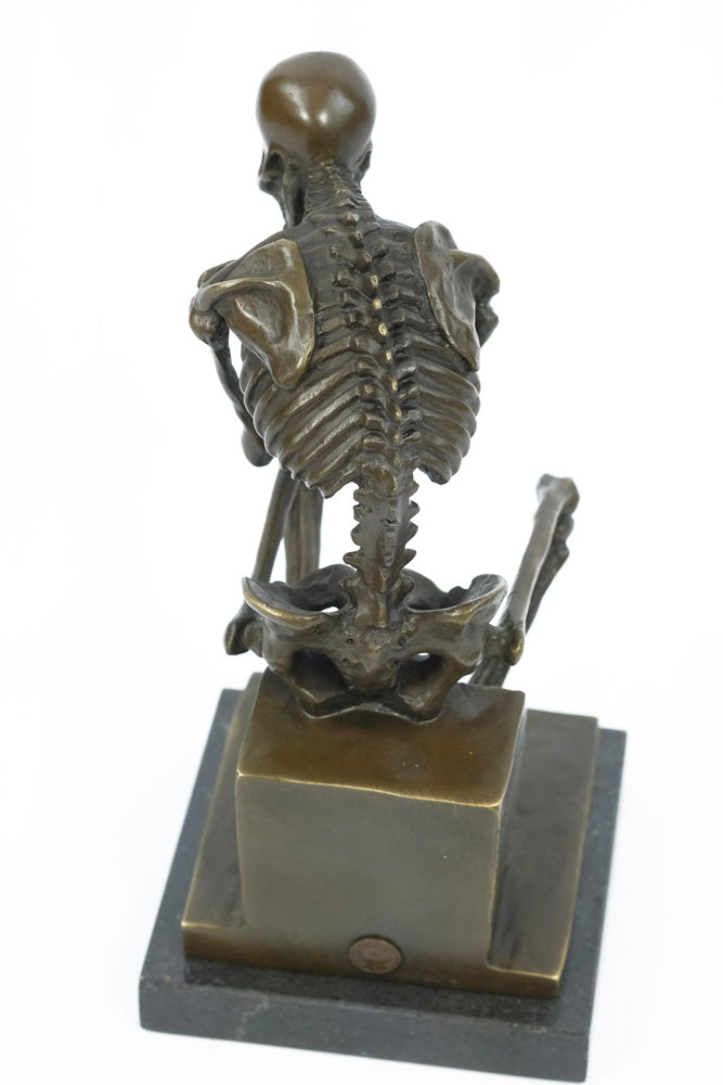 Bronze sculpture of a skeleton thinker (large)