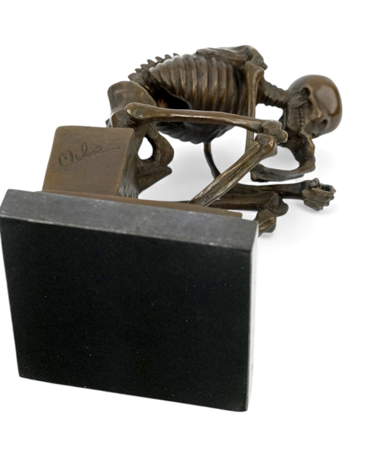 Bronzeskulptur eines Skelett-Denkers (groß)