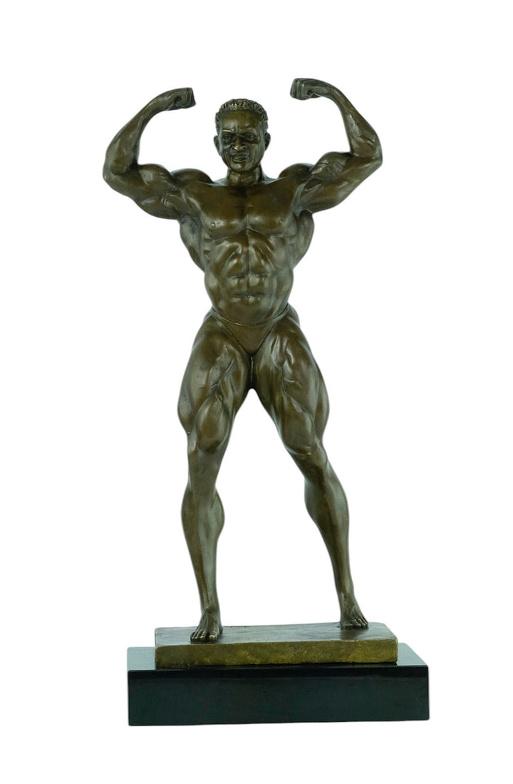 Modern bronze sculpture of a bodybuilder