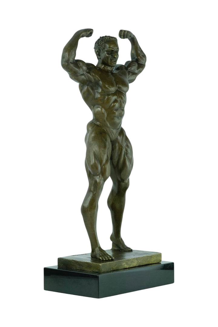 Modern bronze sculpture of a bodybuilder