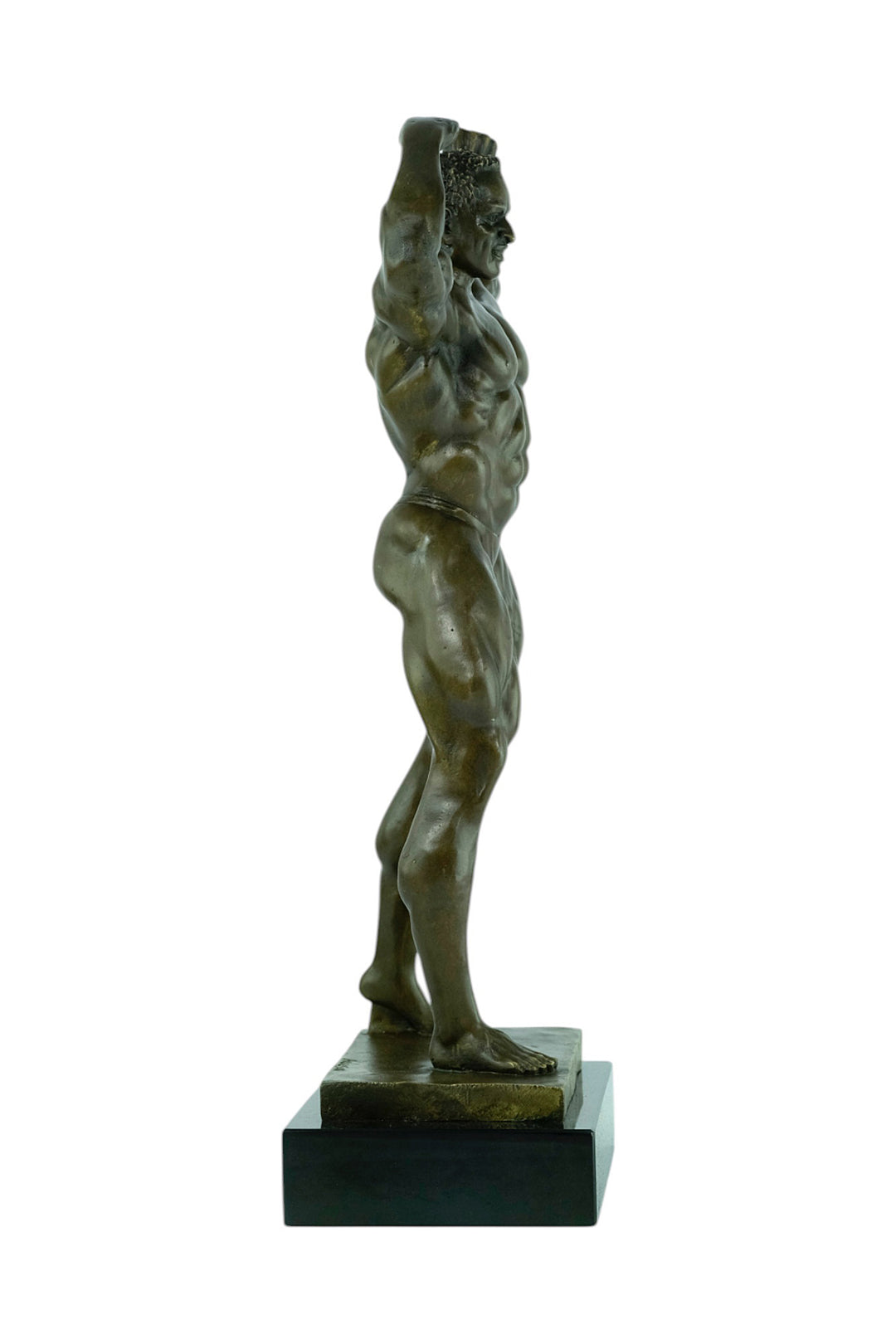 Modern bronze sculpture of a bodybuilder