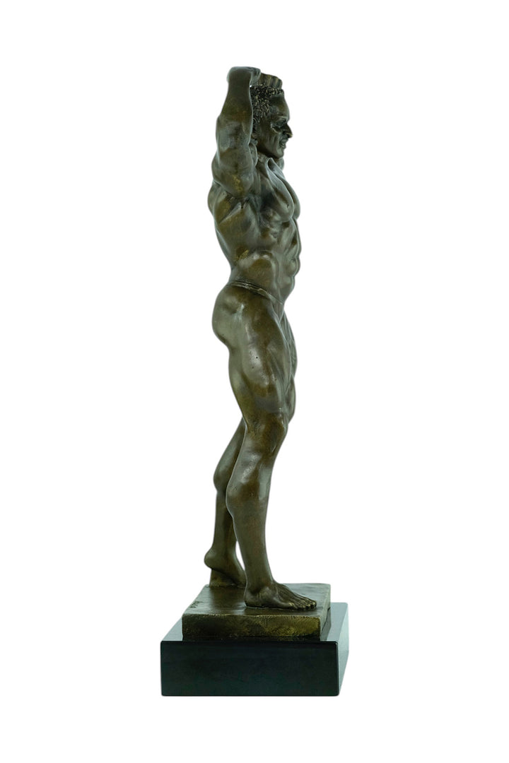 Modern bronze sculpture of a bodybuilder