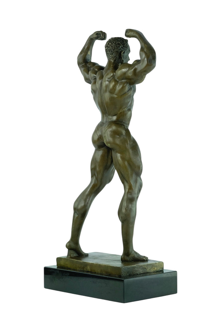 Modern bronze sculpture of a bodybuilder