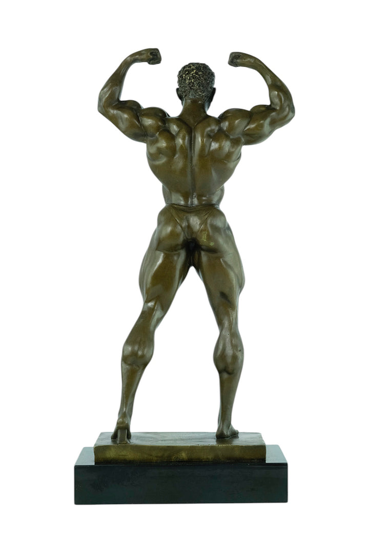 Modern bronze sculpture of a bodybuilder