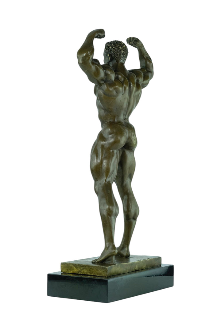 Modern bronze sculpture of a bodybuilder
