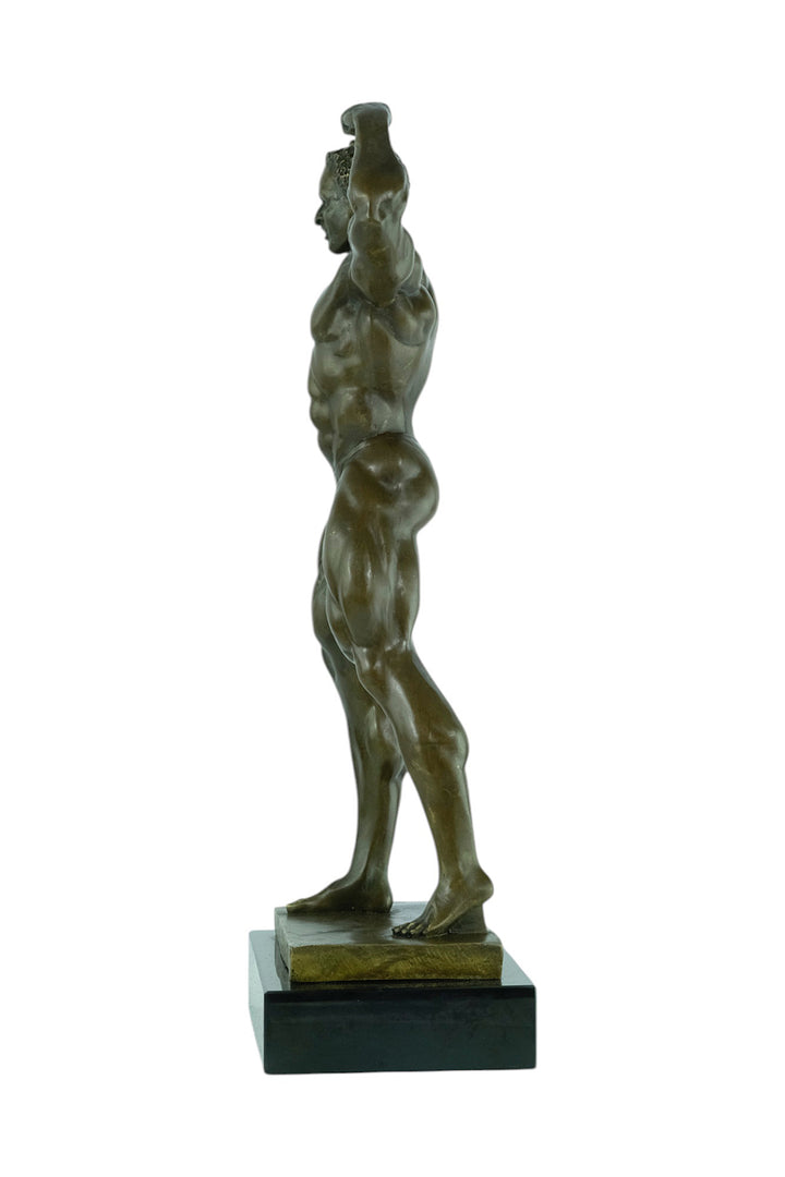 Modern bronze sculpture of a bodybuilder