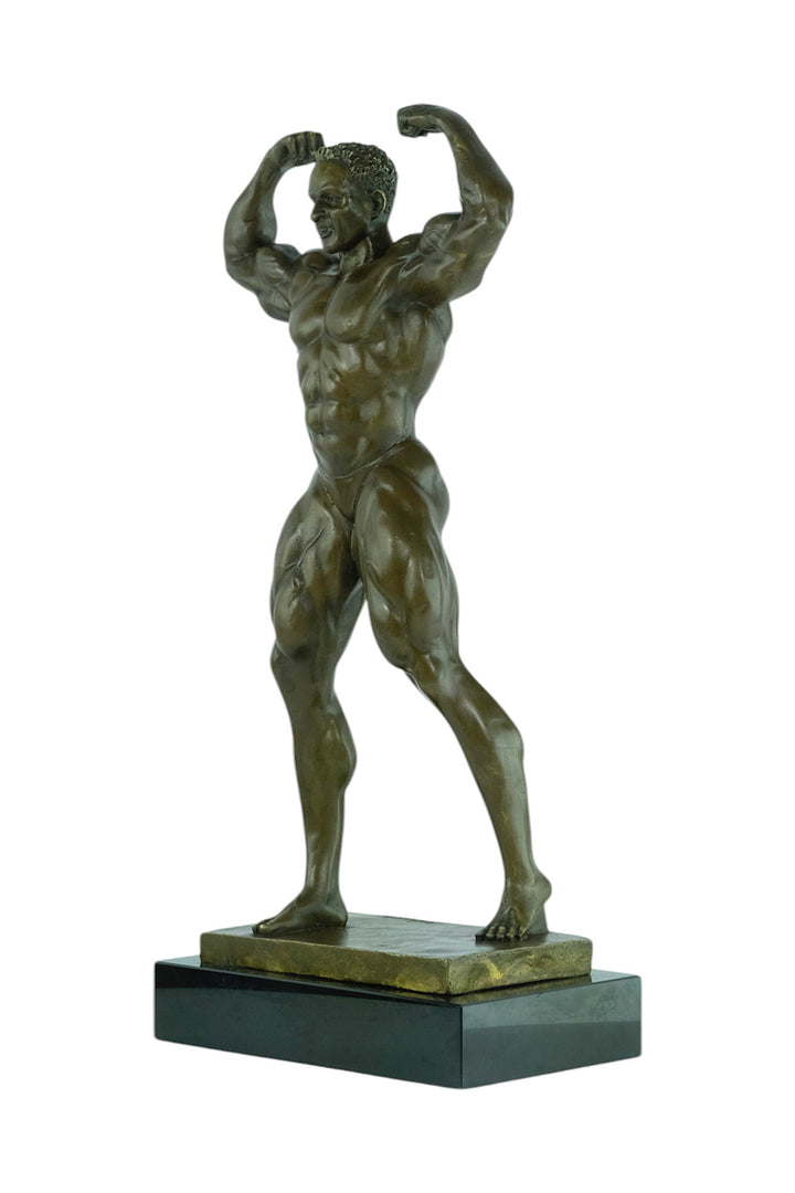 Modern bronze sculpture of a bodybuilder