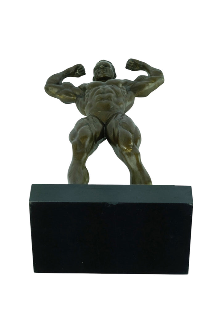 Modern bronze sculpture of a bodybuilder