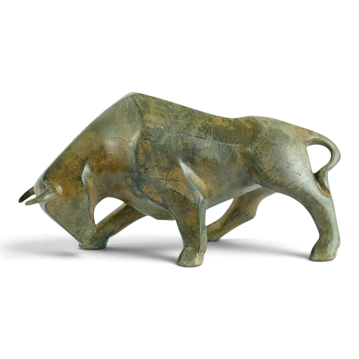 Bronze sculpture of a cubist style bull by the Pierre Chenet foundry