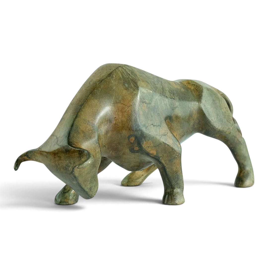 Bronze sculpture of a cubist style bull by the Pierre Chenet foundry