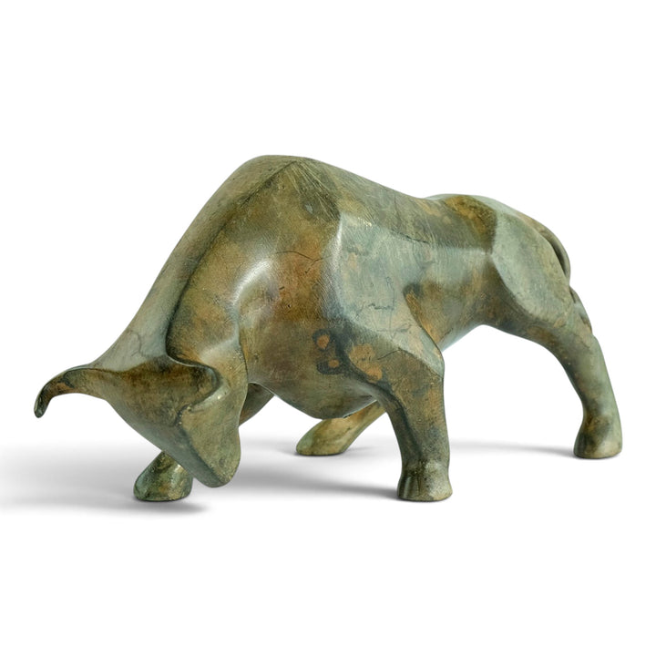 Bronze sculpture of a cubist style bull by the Pierre Chenet foundry