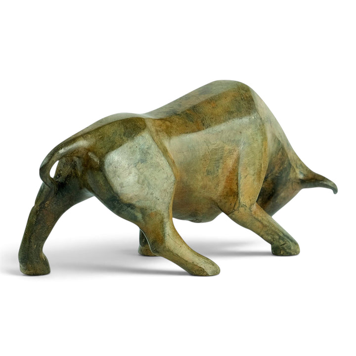 Bronze sculpture of a cubist style bull by the Pierre Chenet foundry