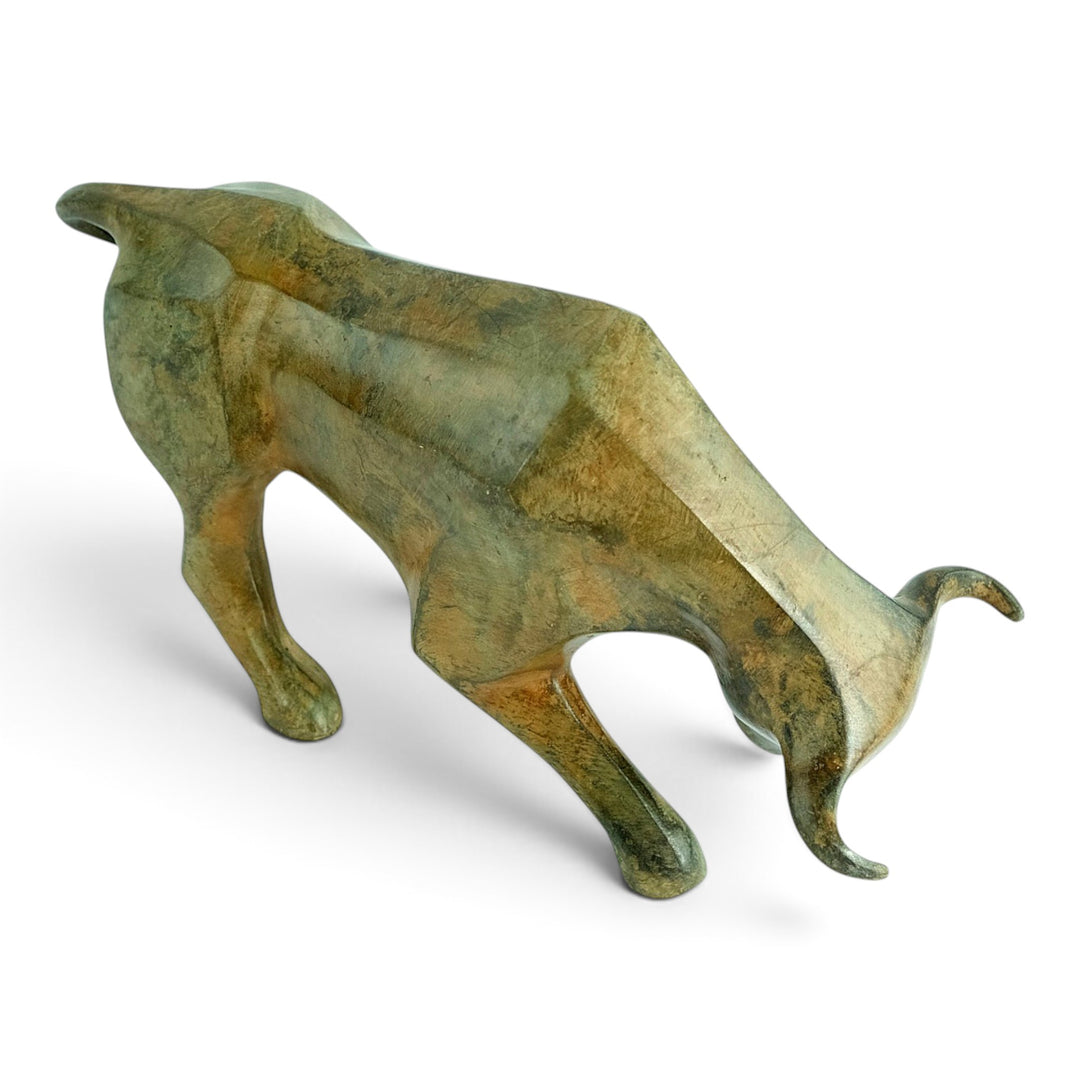 Bronze sculpture of a cubist style bull by the Pierre Chenet foundry