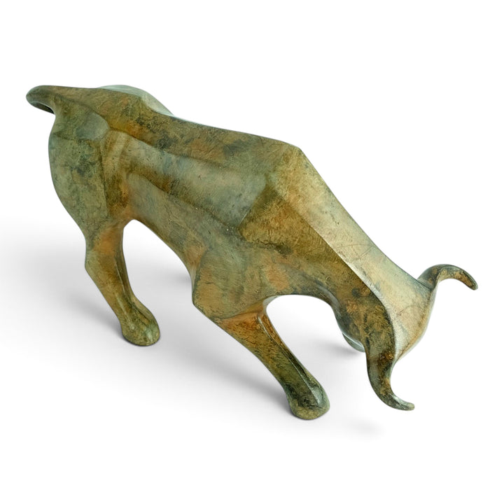 Bronze sculpture of a cubist style bull by the Pierre Chenet foundry
