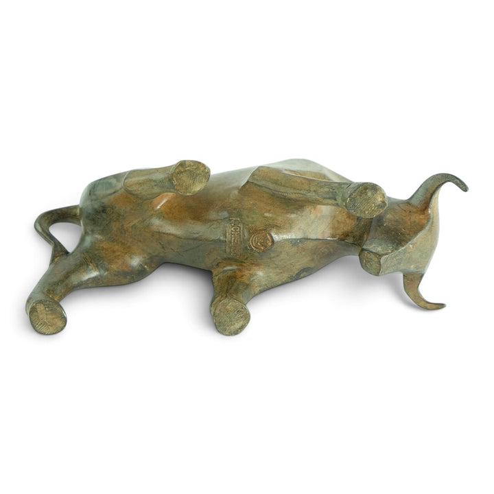 Bronze sculpture of a cubist style bull by the Pierre Chenet foundry