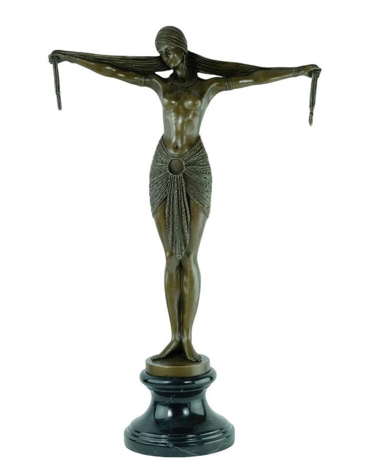Large bronze sculpture of a scarf dancer