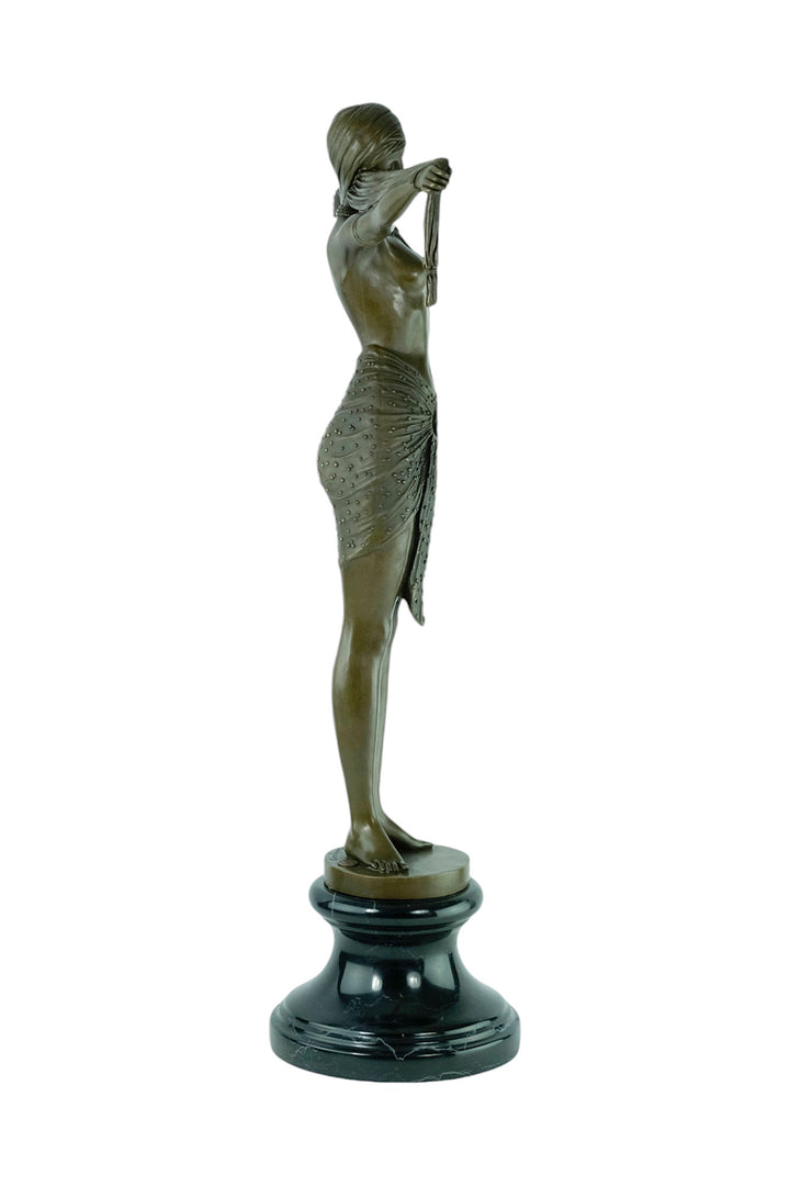 Large bronze sculpture of a scarf dancer