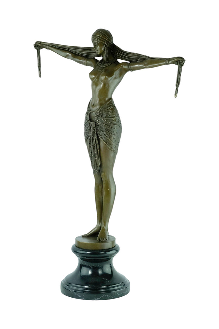 Large bronze sculpture of a scarf dancer