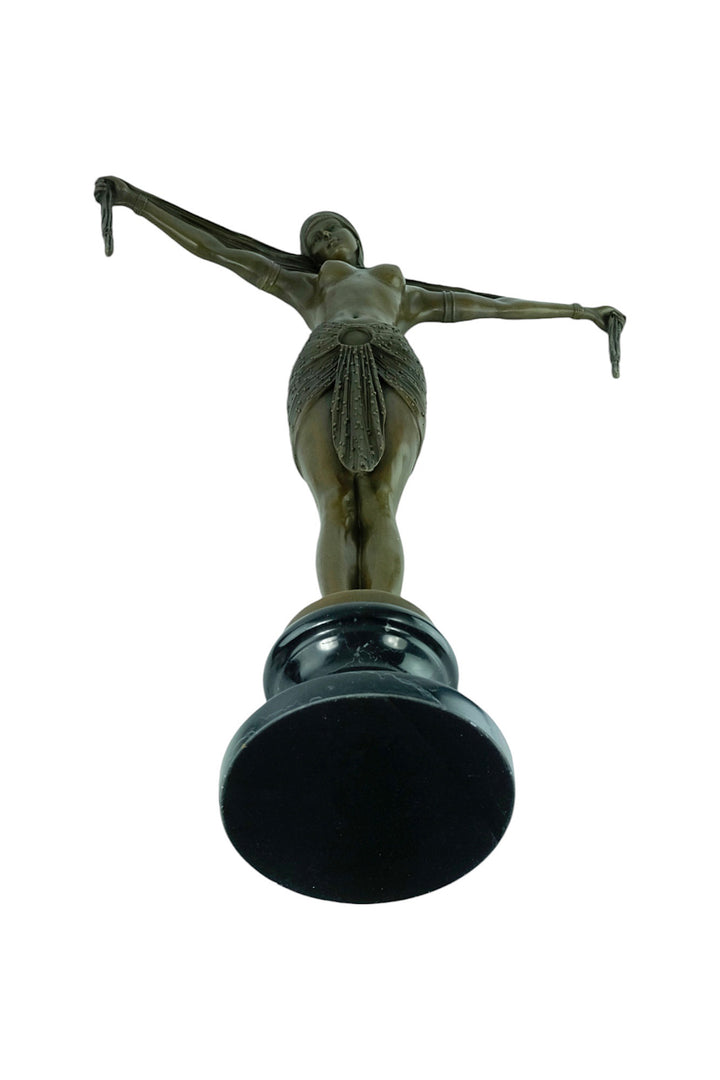 Large bronze sculpture of a scarf dancer