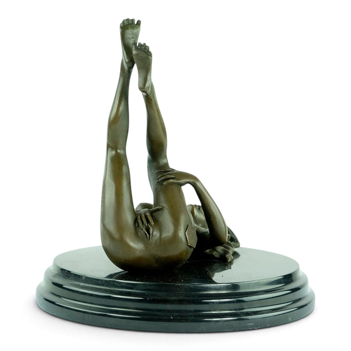 Erotic Bronze Sculpture of a Reclining Female Nude Pleasuring Herself