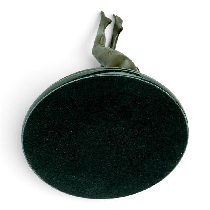 Erotic Bronze Sculpture of a Reclining Female Nude Pleasuring Herself