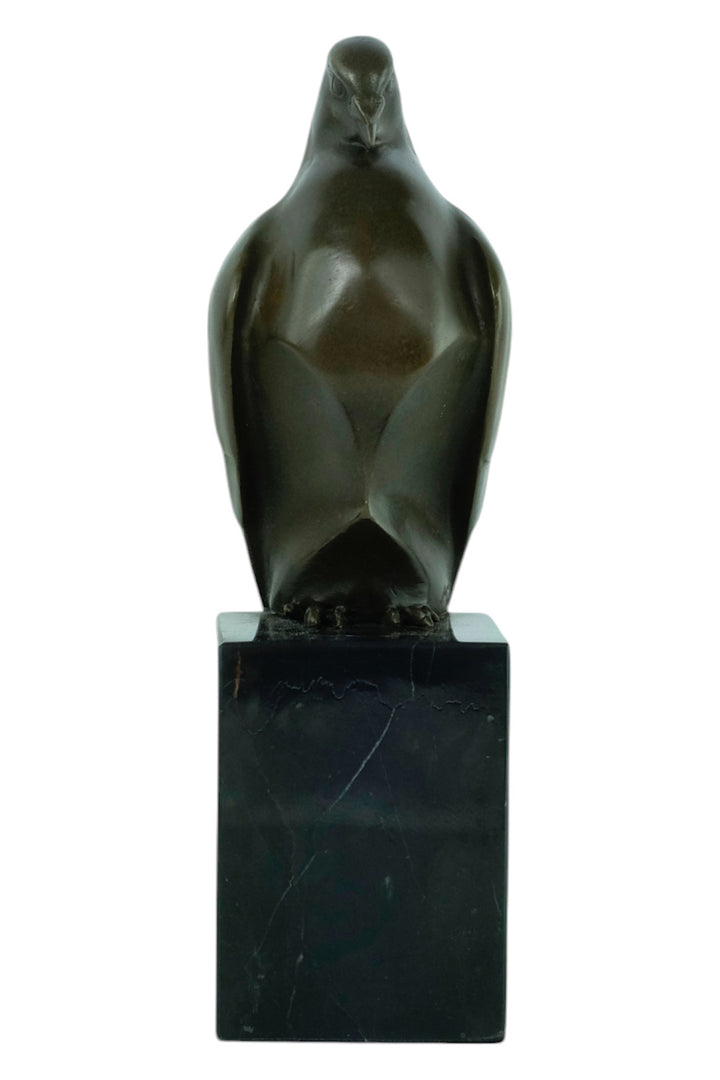 Bronze sculpture of a sitting pigeon in Art Deco style