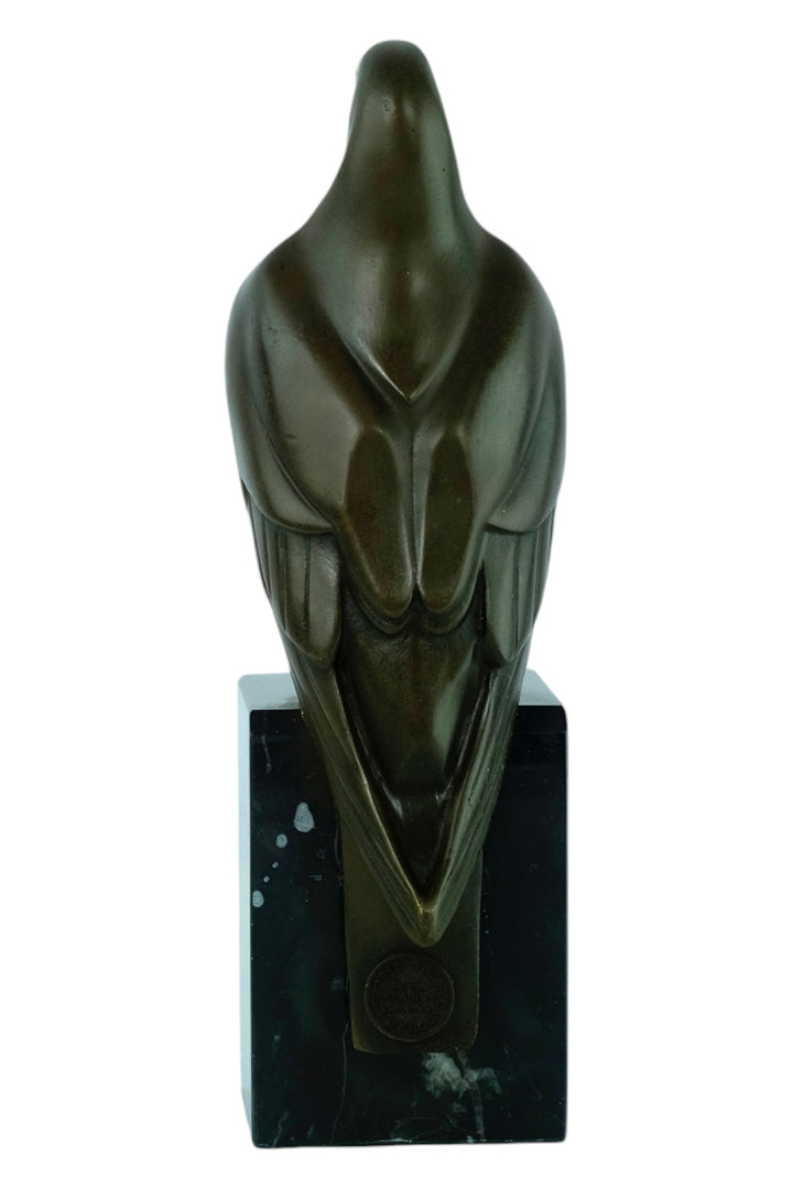 Bronze sculpture of a sitting pigeon in Art Deco style
