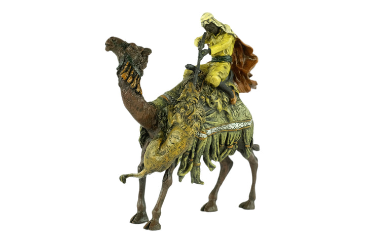 Bronze sculpture of a soldier on a camel