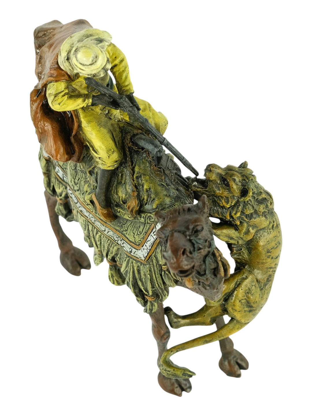 Bronze sculpture of a soldier on a camel