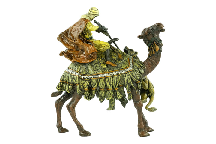 Bronze sculpture of a soldier on a camel