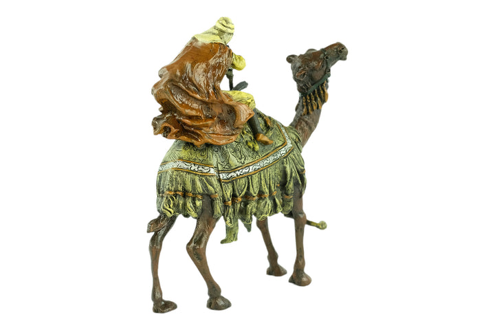 Bronze sculpture of a soldier on a camel