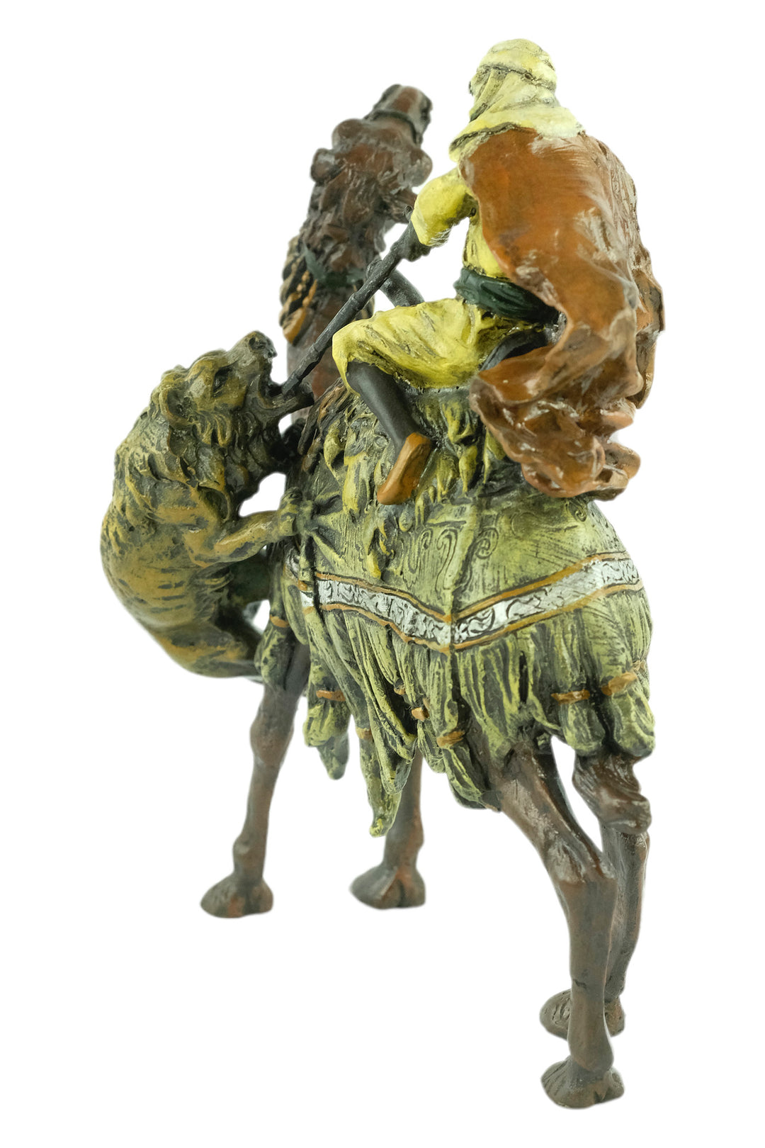 Bronze sculpture of a soldier on a camel