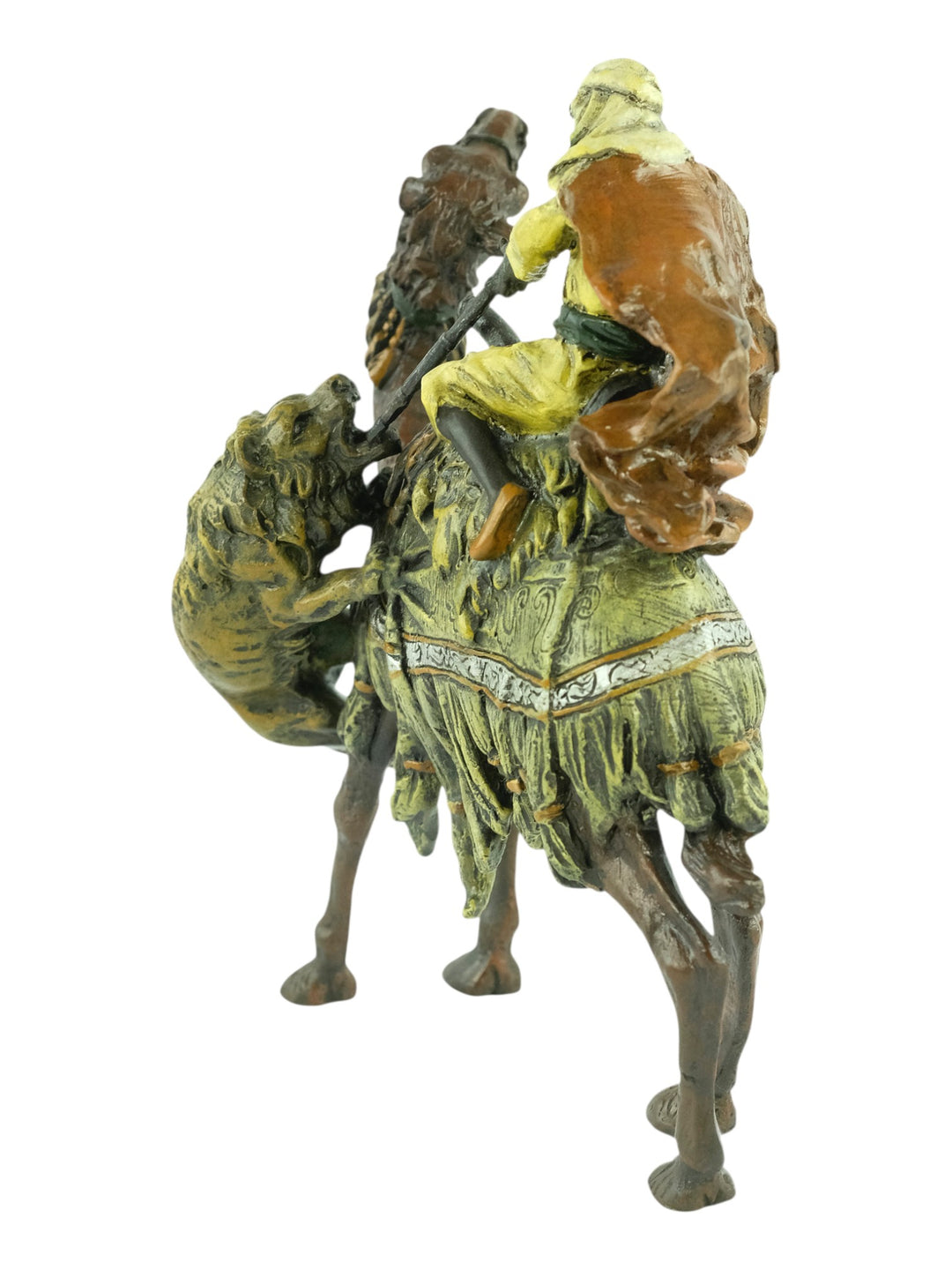 Bronze sculpture of a soldier on a camel