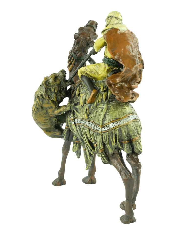 Bronze sculpture of a soldier on a camel