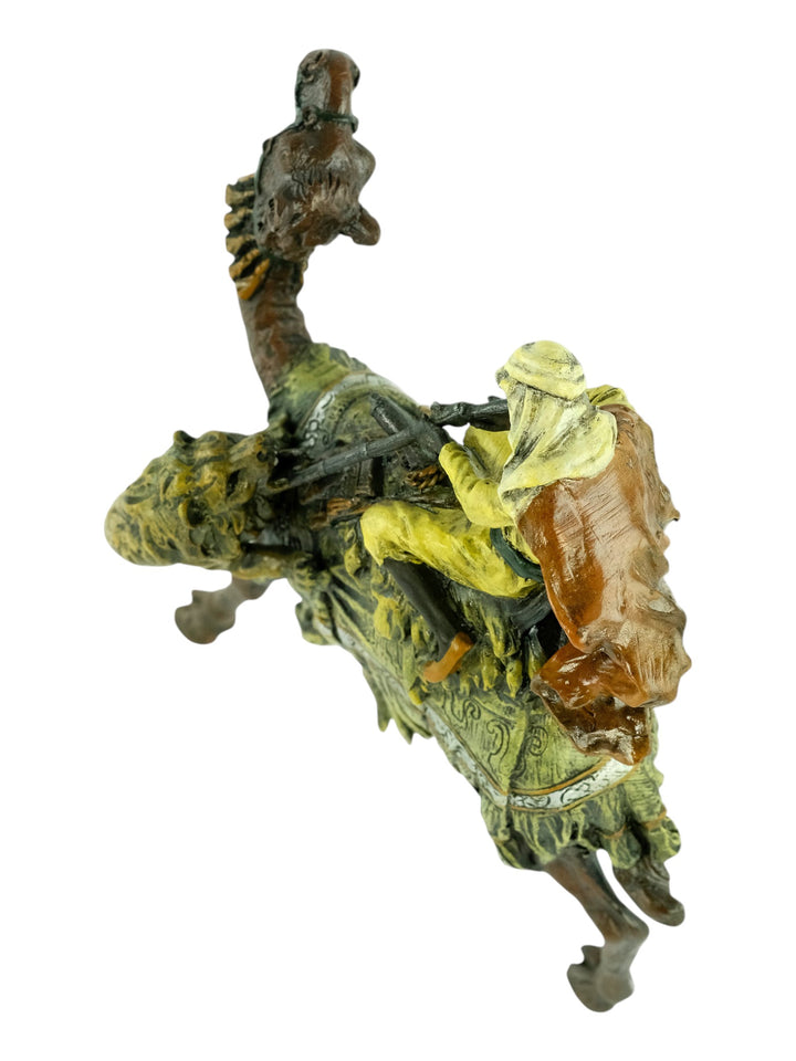 Bronze sculpture of a soldier on a camel