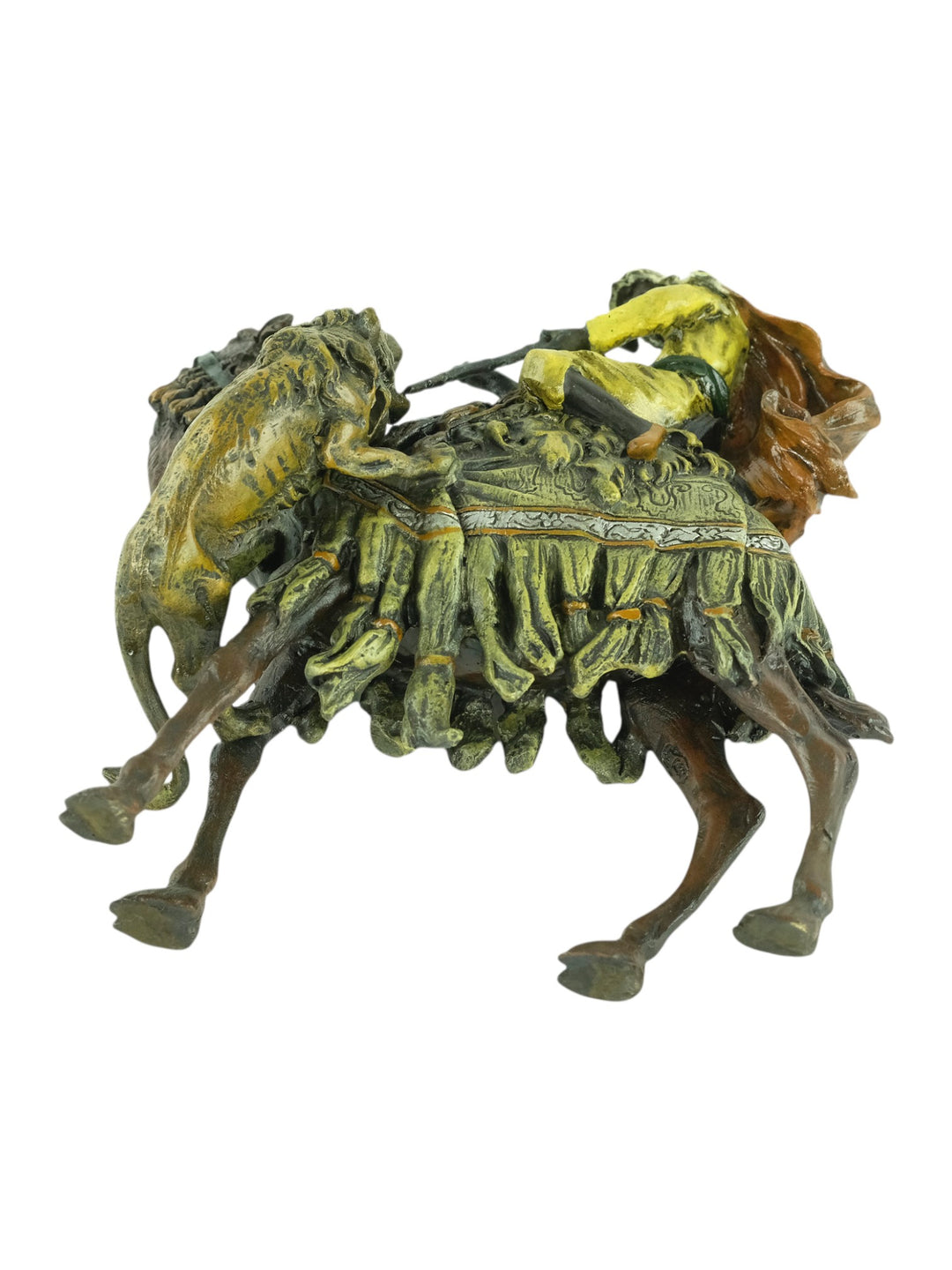 Bronze sculpture of a soldier on a camel